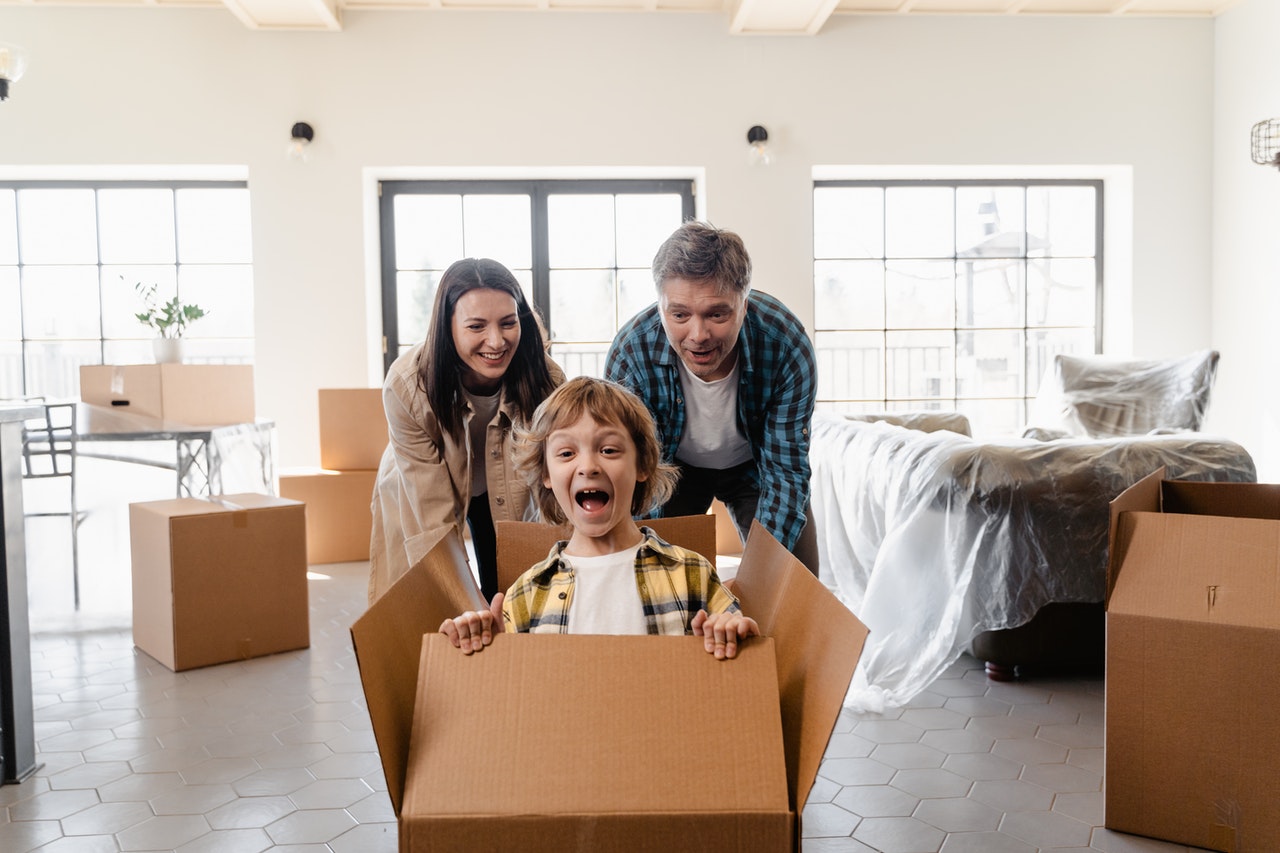 A family having a blast preparing for a move.