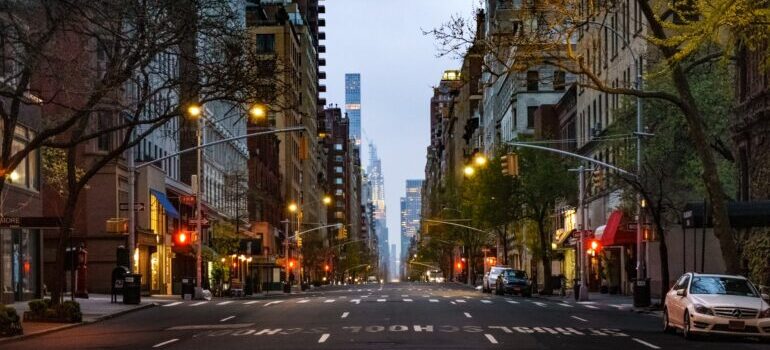 road and buildings in Upper east Side, one of the best neighborhoods in NYC for artists