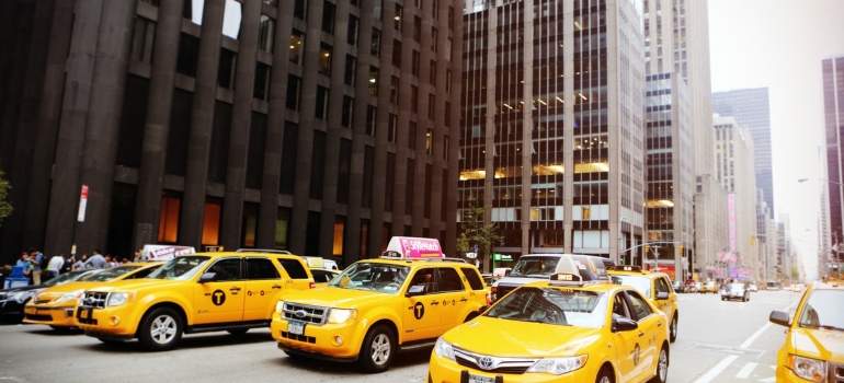 Yellow taxis on the streets of New York