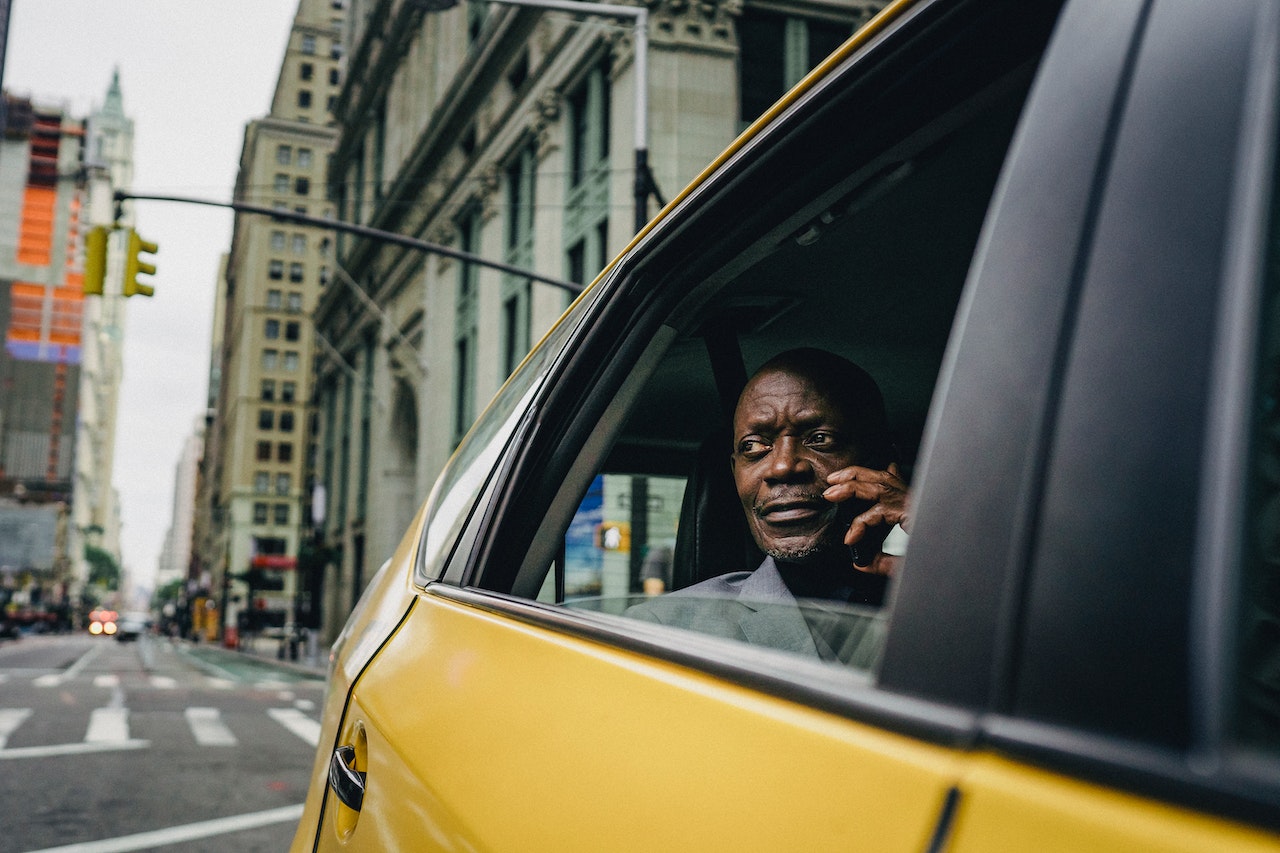 a person in a taxi